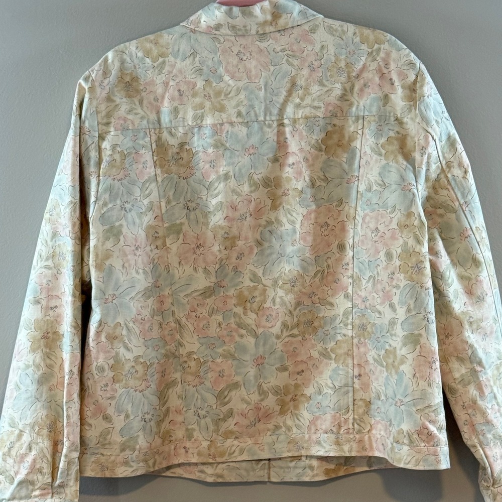 Coldwater Creek Womens XL Floral Linen Cotton Button Front Jacket Pastel - Picture 3 of 5